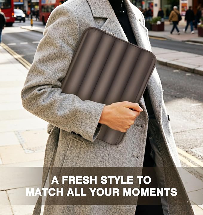 MoKo 13-14 Inch Puffy Laptop Sleeve, Laptop Carrying Bag Fit with New Mac Neo A18 Pro, Mac Pro M5 14" 2026, Mac Air 13.6/13.3, iPad Pro 12.9/13, Notebook Laptop Travel Bag, Coffee