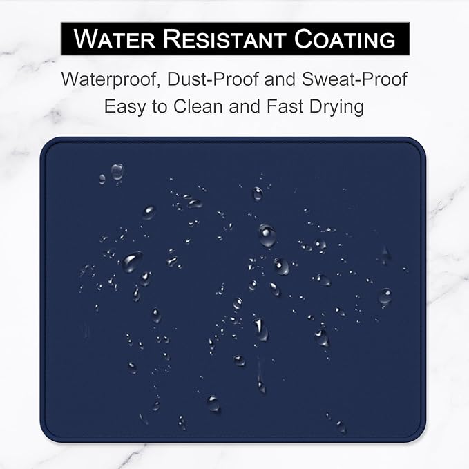 Hsurbtra Mouse Pad, Premium-Textured Square Mousepad 10.2 x 8.3 Inch, Stitched Edge Anti-Slip Waterproof Rubber Pretty Cute Computer Mat for Office Gaming Laptop Women Kids Navy Blue