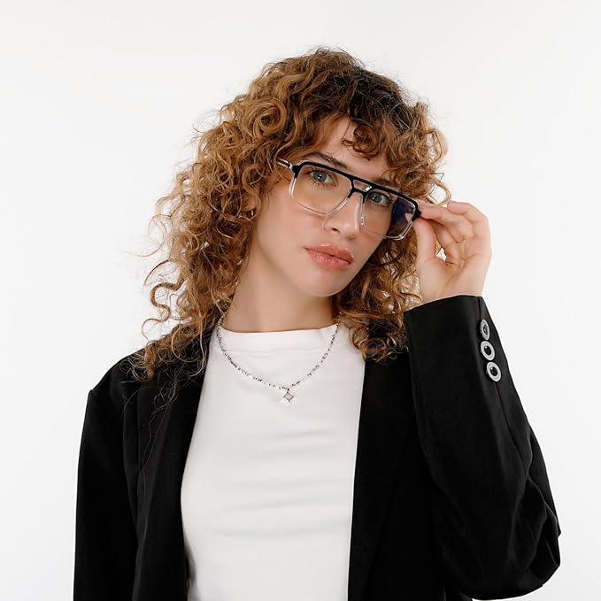 FEISEDY Retro Aviator Blue Light Glasses for Men Women Square Frame Computer Reading/TV/Phones Glasses B0209