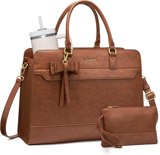 LOVEVOOK Laptop Tote Bag for Women,Leather Work Bag, Waterproof Business Teacher Bag,Large Computer Handbag Purse Briefcase,Office Gifts for Women