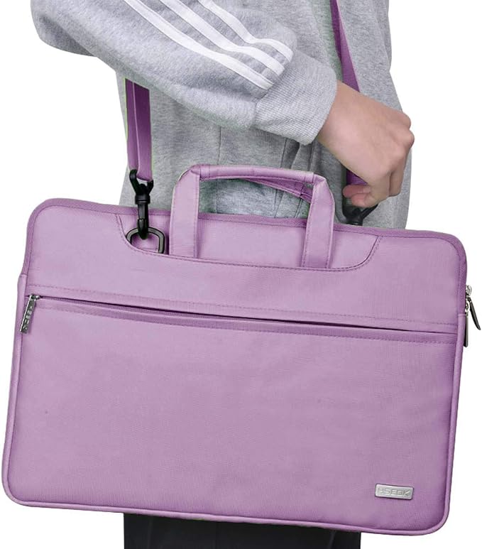 Hseok 17.3 Inch Laptop Shoulder Bag, Water-Resistant & Shockproof Protective Computer Case Compatible with 17.3 inch Dell Asus HP Lenovo Acer MSI Notebooks,Purple
