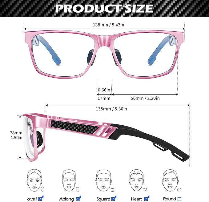 ANYLUV Blue Light Blocking Glasses Men Computer Gaming Glasses Lightweight Al-Mg Metal Anti Eyestrain Eye Protection