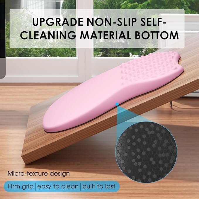 MROCO Ergonomic Mouse Pad with Wrist Support, Wrist Rest Mousepads for Carpal Tunnel Pain Relief, Memory Foam Pad with Massage Bulge and Non-Slip Base for Office, Home, Pale Pink