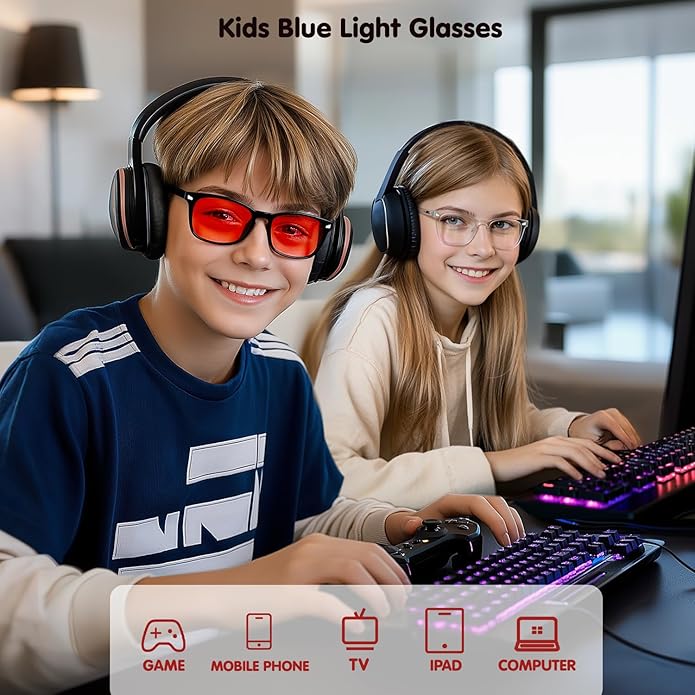 CHEERS DEVICES Blue Light Blocking Glasses for Kids Boys Girls Teens - Computer Glasses with Unbreakable Frame and Anti-Glare