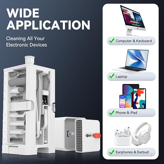 34-in-1 Phone and Laptop Cleaning Kit - Multi-Function PC Electronic Cleaner for iPhone,iPad,MacBook,Keyboard, AirPods,Speakers, and Earbuds.Portable kit Suitable for Cleaning Chargers and Cables. - Image 4