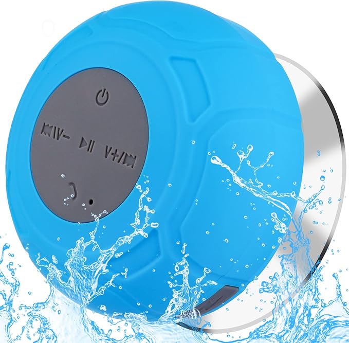 Waterproof Bluetooth Shower Speaker Portable Wireless Water-Resistant Speaker Suction Cup,Built-in Mic Gifts for Kids Speakerphone for iPhone Phone Tablet Bathroom Kitchen - Blue