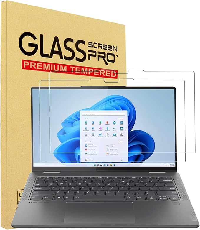 YINOVEEN 2 Pack Tempered Glass Screen Protector for 2023-2024 Lenovo Yoga 7 14 / Yoga 7i 14 2-in-1 Touch Screen,Lenovo Yoga 14 Laptop, 9H Hardness