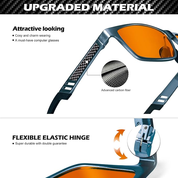 ANYLUV Blue Light Blocking Glasses Men Computer Gaming Glasses Lightweight Al-Mg Metal Anti Eyestrain Eye Protection