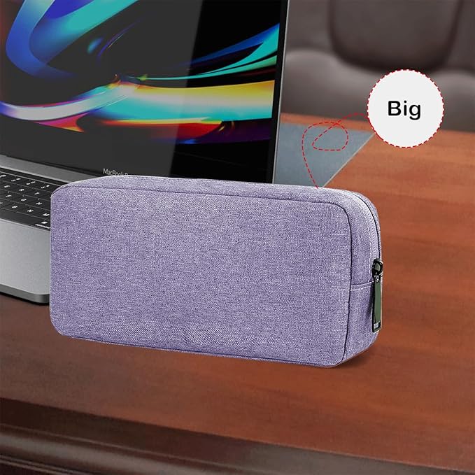 Electronics Organizer Travel Case, Water Resistant Cable Organizer Bag for Cable, Cord, Charger, Phone, Power Bank, Earphone, Electronics Accessories (Big-Purple)