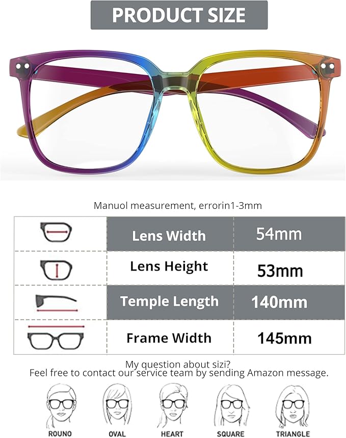 Oversized Square Blue Light Blocking Glasses for Women and Men - Gaming & Computer Anti-Fatigue