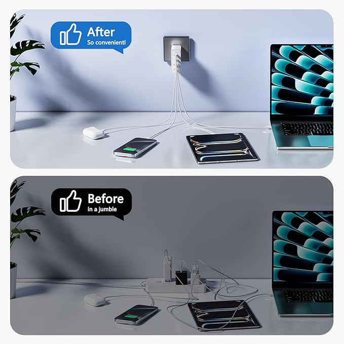 sccvee USB C Charger 140W GaN, 100W Laptop Power Adapter Fast Charger Block, 4-Port Charging Station USB C Power Adapte Compatible with MacBook Pro/Air/iPad Pro/iPhone 15/16/Galaxy S23/S24/Dell