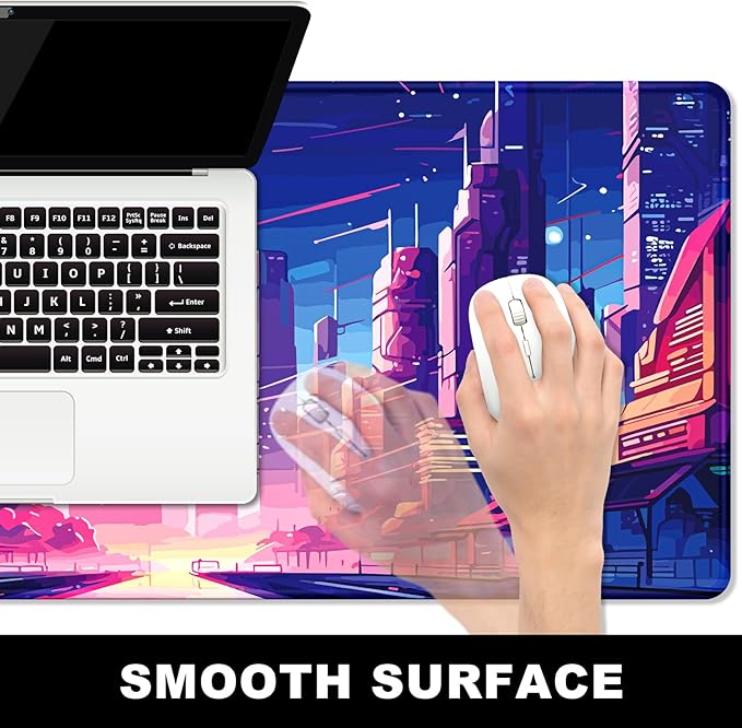 BOSOBO XXL Extended Gaming & Desk Pad, Full Cover 31.5 x 11.8 Inches - Anime Tokyo Cyberpunk