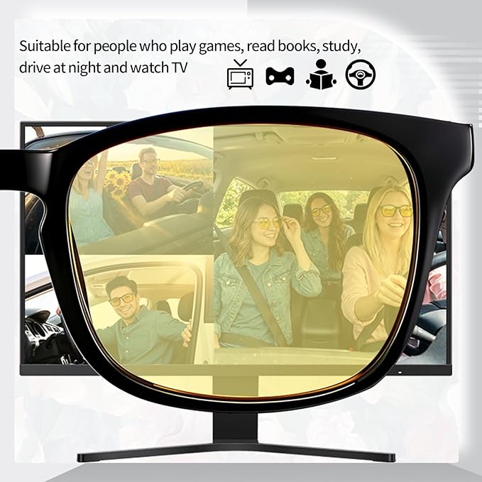 Polarized Sunglasses for Women Men, Night Driving Glasses Anti Glare Yellow Lens UV 400 for Day Night Use