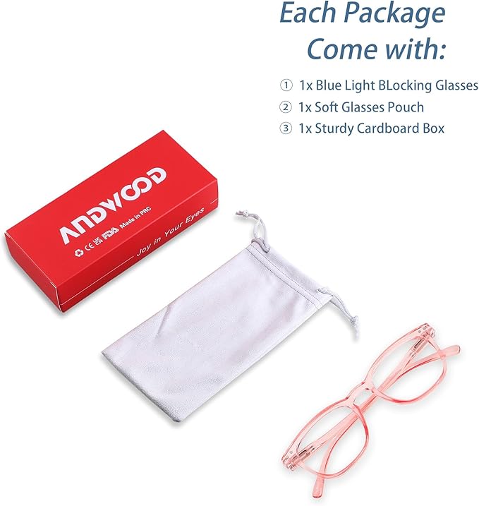 ANDWOOD Blue Light Blocking Glasses Women Men Computer Small Face Clear Bluelight Blocker Eyeglasses Frame