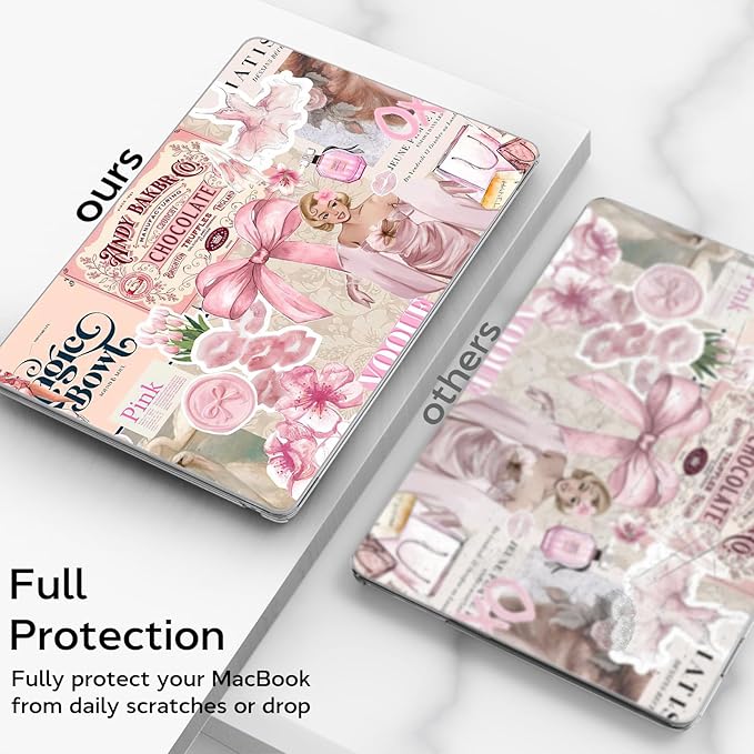 B BELK Compatible with MacBook Air 13 inch Case M5 2026-2022 M4 M3 M2 A3449 A3240 A3113 A2681, Plastic Hard Shell+Keyboard Cover+Screen Protector for MacBook Air 13.6 inch Case, Vintage Pink Collage