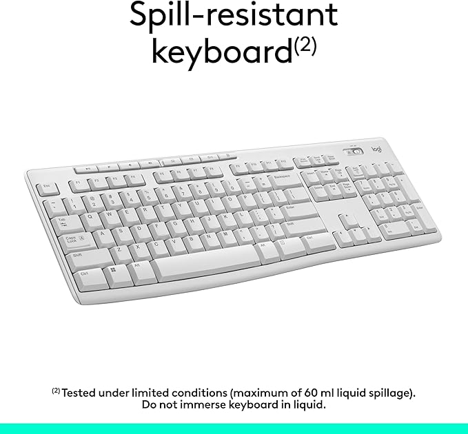 Logitech MK270 Wireless Keyboard and Mouse Combo for Windows, 2.4 GHz Wireless, Compact Mouse, 8 Multimedia and Shortcut Keys, 2-Year Battery Life, for PC, Laptop - White