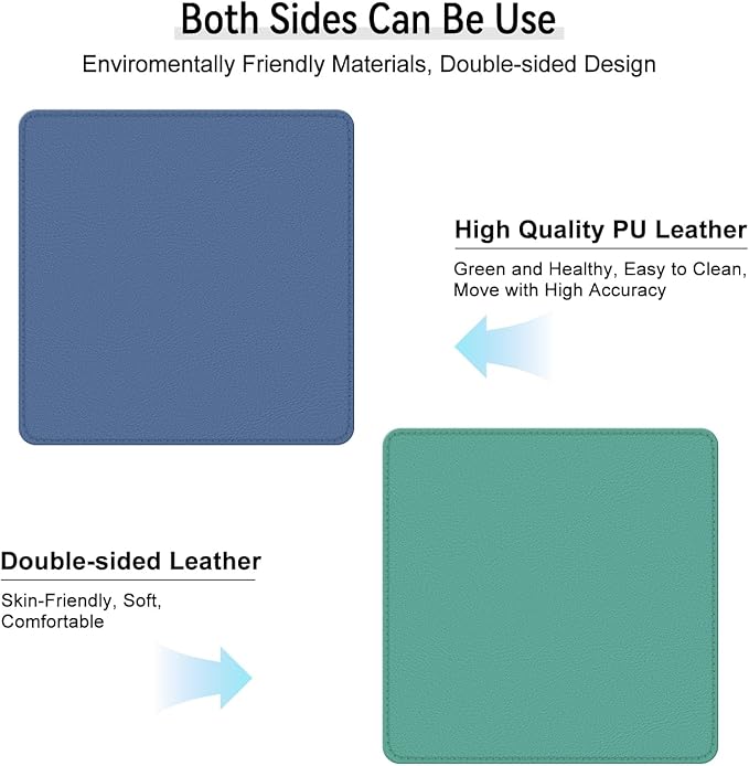 Dual Sided Leather Desk Mat - Waterproof Desk Pad - Ideal for Large Mouse Pad and Desk Mats on Top of Desks (Blue, 11"*8")