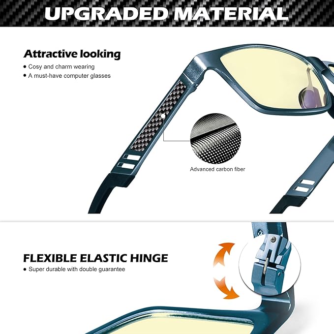 ANYLUV Blue Light Blocking Glasses Men Computer Gaming Glasses Lightweight Al-Mg Metal Anti Eyestrain Eye Protection