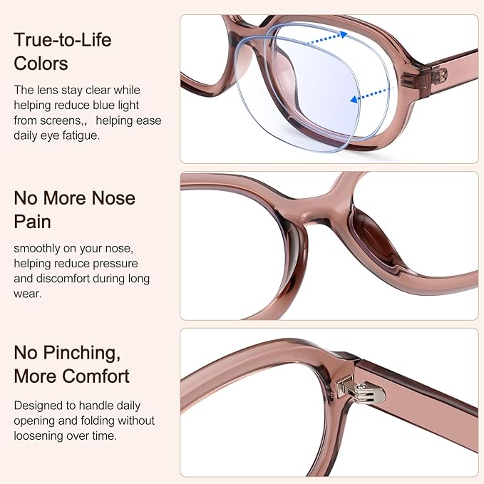 Dollger Blue Light Glasses for Women Oversized Oval Fashion Computer Glasses Retro Chunky Frame Clear Lens