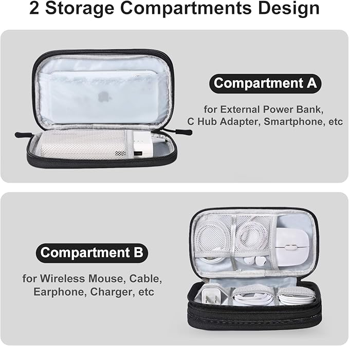 Tech Organizer Travel Case, Carrying Tech Kit for Electronics and Accessories (Medium, Black)