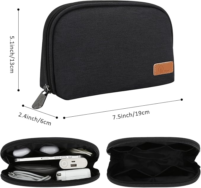 E-Tree Small Tech Pouch, Electronics Accessories Storage Bag, Travel Electronic Organizer Case Compatible with MacBook Laptop Charger Mouse Adapter Hub Cell Phone Cord Cable Powerbank
