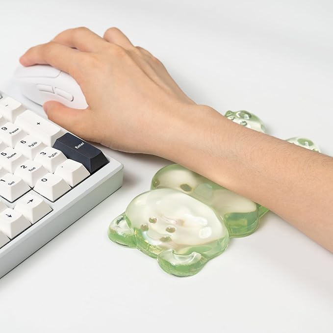 Ergonomic Silicone Gel Mouse Wrist Rest –Green Clear Cute Bear Mouse Wrist Rest, Comfort & Support for Typing and Gaming