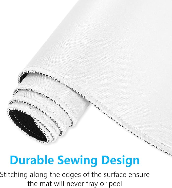 Dapesuom Large Gaming Mouse Pad, Extended Mouse Mat with Stitched Edges, Full Size Keyboard Pad with Non-Slip Base, Big XXL Computer Desk Mats for Gamer, Laptop, Office, 35.5 x 15.7in, Ivory White
