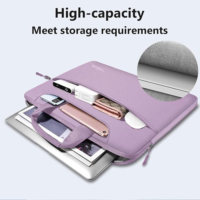 Hseok Laptop Shoulder Bag 13-14 inch Shockproof Water-Resistant HandBag with Small Case Compatible with MacBook Pro/Neo 14" M5/M4/M3/M2/M1, Mac Air/Pro 13.3", XPS 13/14, Most 13"-14" PC,Purple