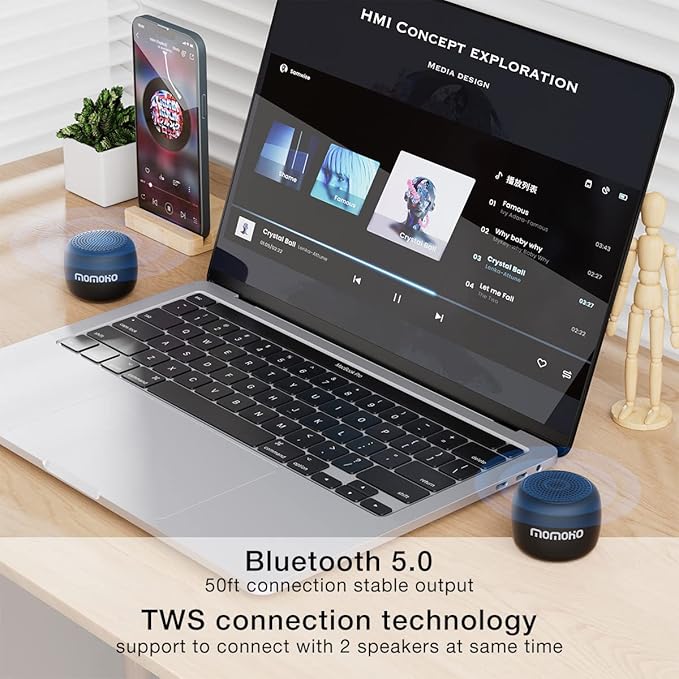 Mini Bluetooth Speaker Wireless Small Bluetooth Speaker with Built in Mic,TWS Portable for Travel Party Gift Outdoor Laptop (Black)