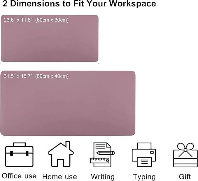 Dual Sided PU Leather Desk Pad, Mouse Pad, Office Desk Mat, Non-Slip Laptop Desk Pad, Waterproof Desk Writing Pad for Office and Home (31.5" x 15.7", Pink+Purple)