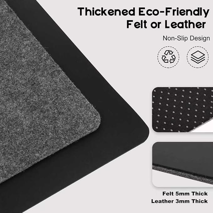 Wireless Charging Mouse Pad with 2nd Gen Tech, 3-in-1 25W Fast Charger, Replaceable Felt & Leather Desk Mat, for Office & Gaming, Large Waterproof Desk Pad for Office & Gaming(Felt)