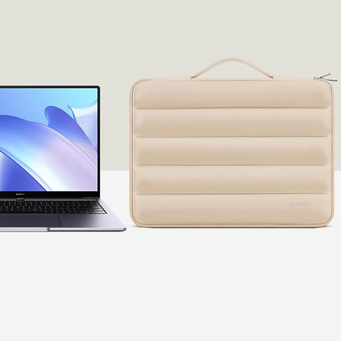 DOMISO 15.6 inch Laptop Case Sleeve Protective Cover Compatible with 16 inch MacBook Pro M4 M3 M2/Pro Max,15.6-16 inch HP Dell ASUS Lenovo Chromebook,Waterproof Computer Cases Bag with Handle,Beige