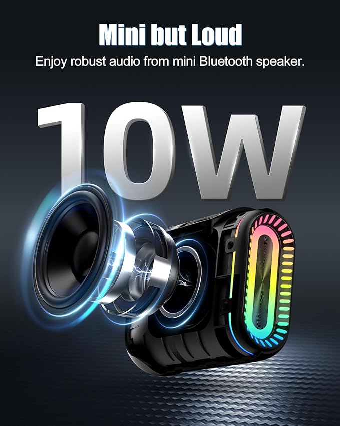 OHAYO Bluetooth Shower Speaker, IPX7 Waterproof, Portable Mini Speaker with Clip, Wireless, 24H Playtime, RGB Light, Powerful Sound and Punchy Bass, Electronics Gifts for Outdoors/Home/Office/Travel