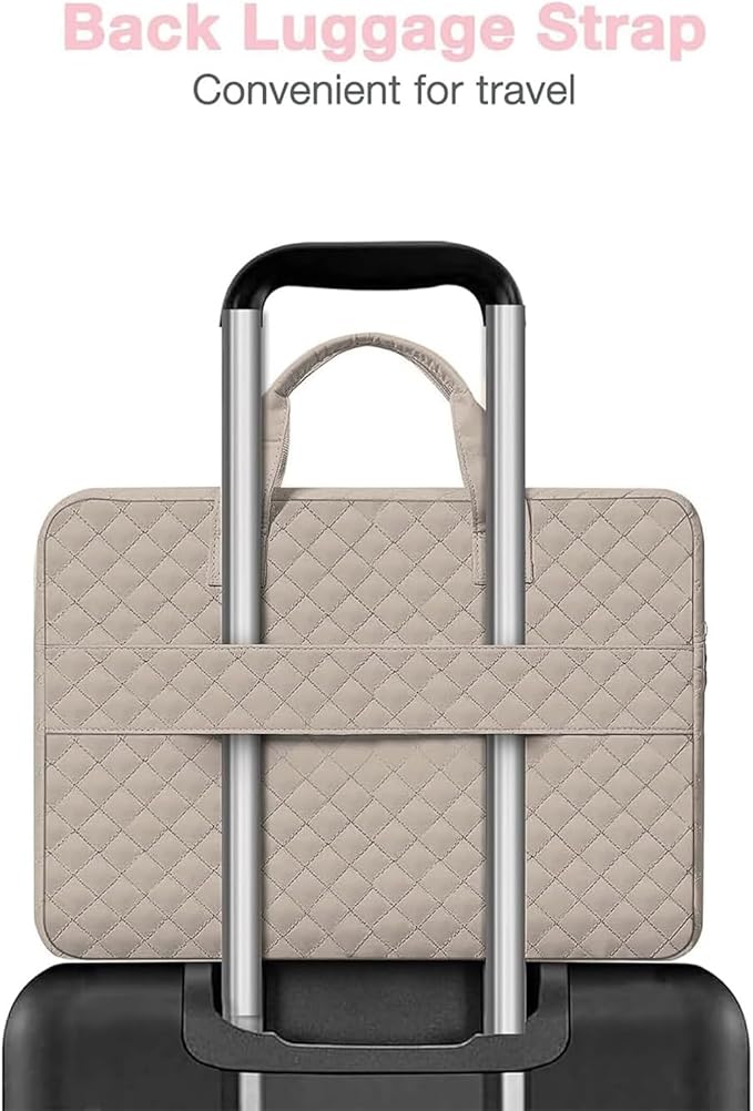 MOSISO 360 Protective Laptop Case 16 inch,15-15.6 inch Laptop Sleeve Compatible with MacBook Pro 16 M5 M4 M3 M2 M1 HP Acer Dell Lenovo,Square Quilted Bag Cover with 2 Pockets&Handle&Belt, Taupe Brown