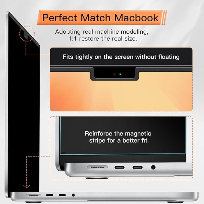 Mamol Privacy Screen for MacBook Air 15 Inch 2023-2026 (M2 M3 M4 M5), Magnetic Removable Anti Glare Blue Light Filter Protector