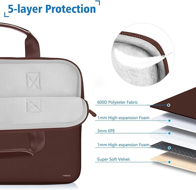Hseok Laptop Sleeve 13.3-14 inch Case with Small Pouch, Neoprene Computer Bag Compatible with MacBook Neo/Pro 14 M5/M4/M3/M2/M1, Mac Air/Pro 13.3, XPS 14 and Most 13-14 inch Notebooks,Coffee