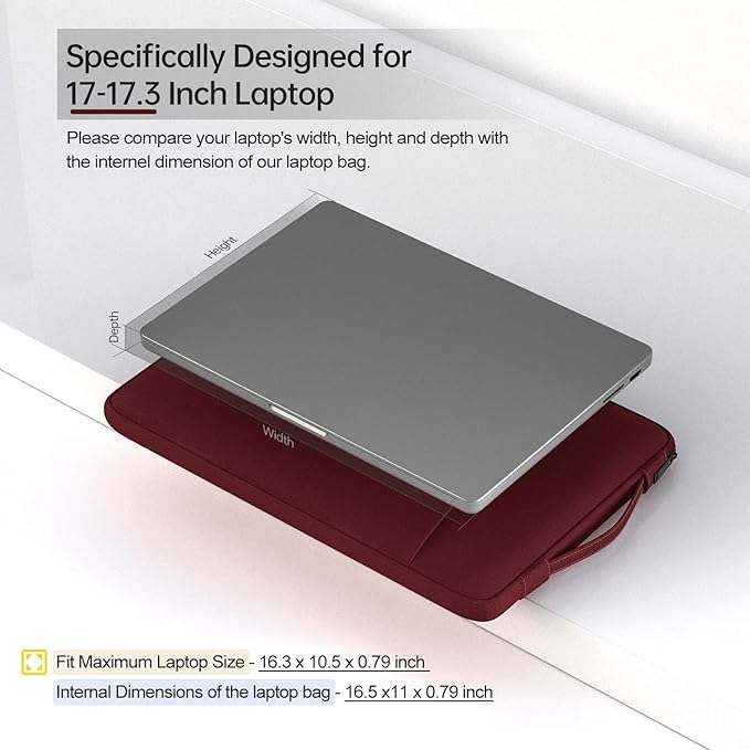 17-17.3 inch Laptop Sleeve Case for HP Pavilion 17/ Envy 17/ Dell Inspiron/Lenovo IdeaPad ThinkPad/LG Gram/MSI/ASUS ACR Notebook/Razer Blade Pro 17 Computer Bag, Wine Red