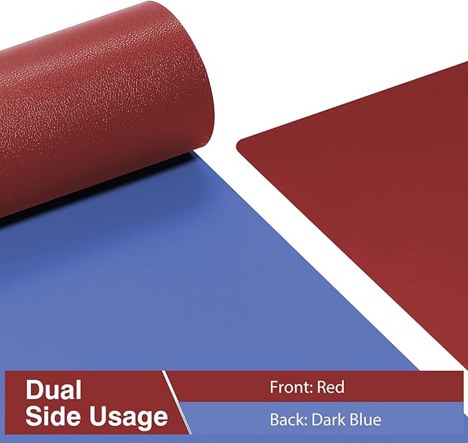 TOWWI Dual Sided Desk Pad, Large Desk Mat, Waterproof Desk Blotter Protector Mouse Pad, Leather Desk Pad Large for Keyboard and Mouse (24" x 14", Red/Blue)