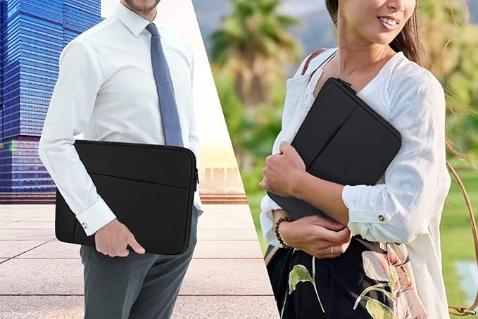 Laptop Sleeve 15 inch, Shockproof Protective Computer Carrying Cover with Front Pocket, Briefcase Laptop Sleeve Bag for 15 inch New MacBook Air, MacBook Pro, HP, Dell, Asus, Black
