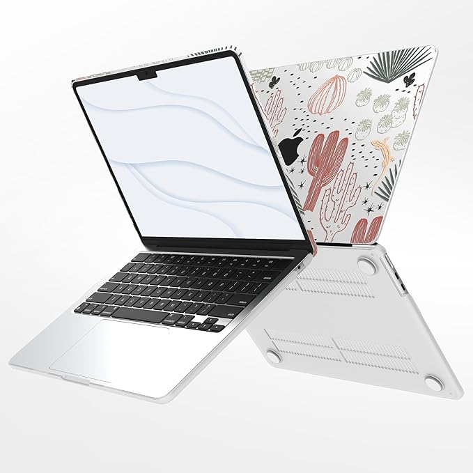 G JGOO Compatible with MacBook Air 13 inch Case 2026 2025-2022 M5 A3449 M4 A3240 M3 A3113 M2 A2681, Clear Hard Shell for MacBook Air 13.6 inch Case + Keyboard Cover + Screen Protector, Catus
