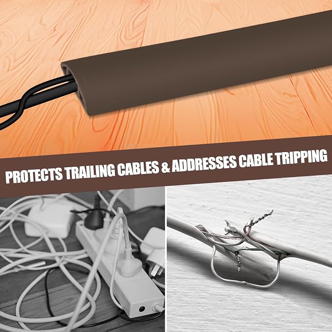 Floor Cord Cover Cable Cavity Self Adhesive Cord Hider Floor 10FT Floor Cable Management Power Cord Protector Floor Electric Cord Covers for Offices, Gym, Exhibitions (CoffeeBrown, 1.57" x 10') - Image 6