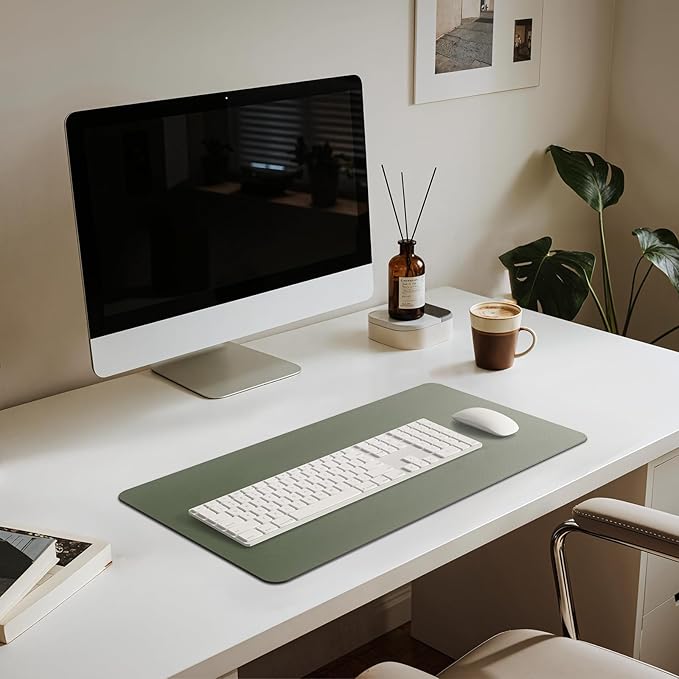 Jotsome Leather Desk Pad Mat, Non-Slip Desk Blotter Pad - Desk Protector for Office, Home, Laptop, and Desktop (Sage, 24" x 14")