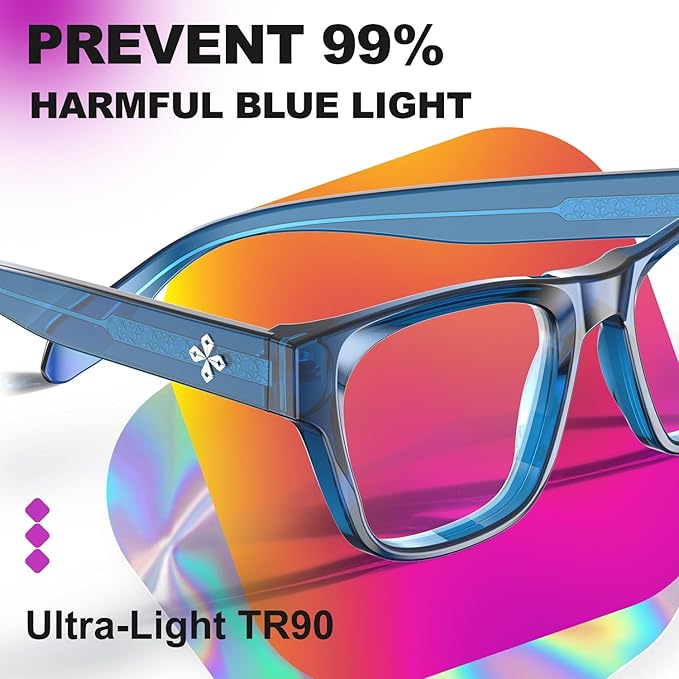 VISOONE Square Blue Light Blocking Glasses TR90 Clear Lens for Women Men BONA