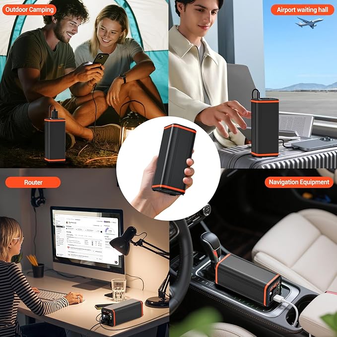 Portable Laptop station for 27000mAh 98Wh, Power Bank with AC Outlet 65W PD Fast Charging External Battery Pack, Mini Portable Power Station for MacBook Pro Dell HP Travel Camping Airline Approved