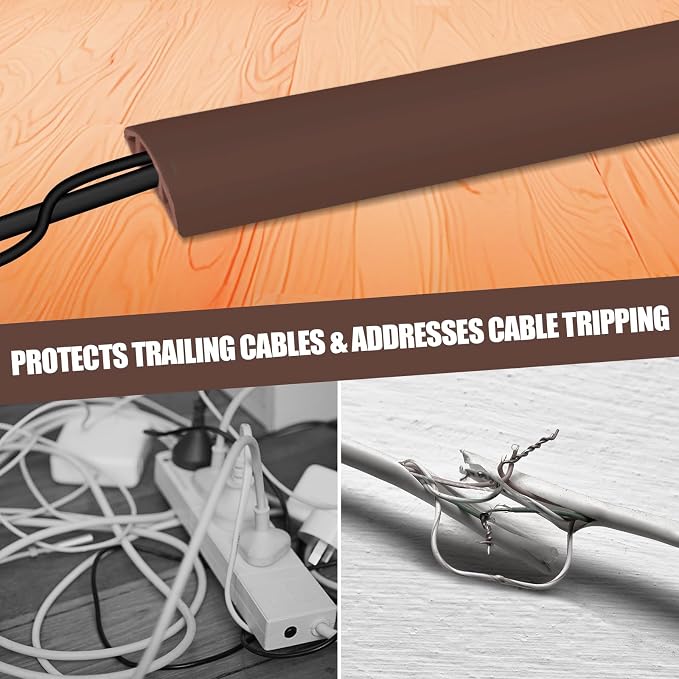 Floor Cord Cover Self Adhesive Cord Hider,10FT Cable Management, Extension Strip Protector for Wires, Prevent Cable Trips for Offices, Gyms, Exhibitions Cavity:0.51"(W) x 0.3"(H) Coffee - Image 6