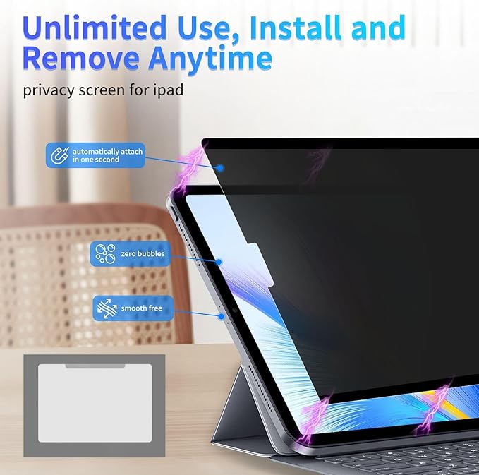 Privacy Screen Protector for iPad Pro 12.9inch 3rd/4th/5th/6th Gen(2018-2022) Anti-Spy Anti Glare Blue Light Filter Easy Installation Screen Protector Bubble Free