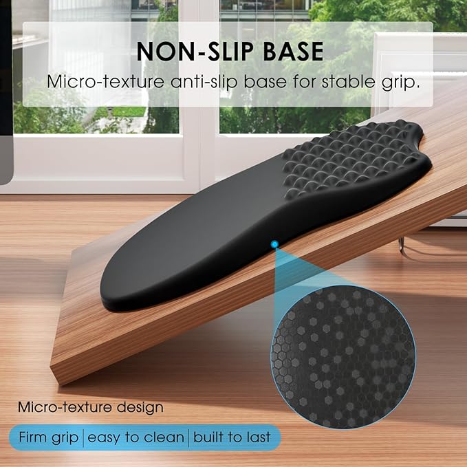 MROCO Ergonomic Mouse Pad with Wrist Support, Memory Foam Wrist Rest Mouse Pad, Non-Slip Base, Smooth Surface for Office & Home, Black