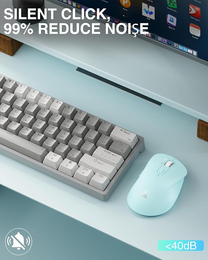 SOLAKAKA SM66 Green Silent Dual Mode Wireless Mouse for Laptop, Adjustable 4800 DPI,Rechargeable Computer Mouse for Bluetooth and Wireless Connection