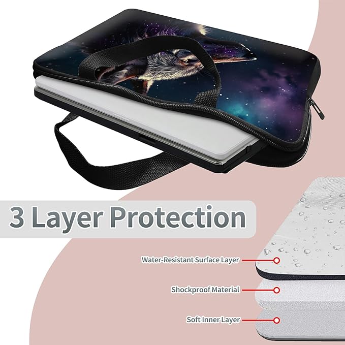 Universal Tablet Laptop Sleeve Case 10 inch, Magic Wolf Slim Carrying Case Durable Handbag Travel Laptop Bag for 7 to 10-inch Laptops/Notebook/Kids Tablet/ipad/eBook Readers
