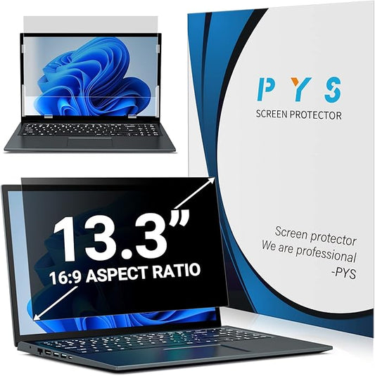 PYS Laptop Privacy Screen 13.3 Inch for HP Dell Samsung Lenovo - Removable Laptop Screen Privacy Shield for 16:9 Widescreen Display - Anti Glare & Blue Light Laptop Screen Filters